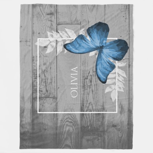 Blue Butterfly Rustic Personal Fleece Blanket (Voorkant)