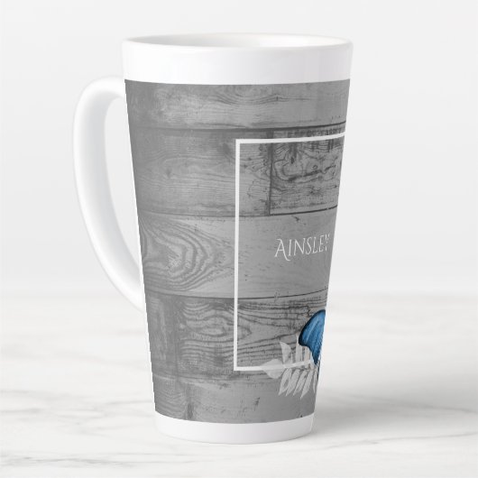 Blue Butterfly Rustic Personal Latte Mok (Linkerhoek)