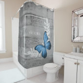 Blue Butterfly Rustic Personal Shower Curtain Douchegordijn (In situ)