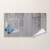 Blue Butterfly Rustic Personalized Bath Towel Set Bad Handdoek (Handdoek)
