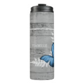 Blue Butterfly Rustic Personalized Thermal Tumbler Thermosbeker (Voorkant)