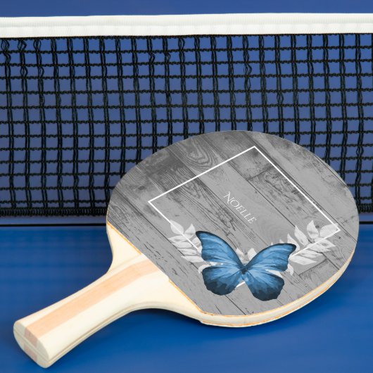 Blue Butterfly Rustic Ping Pong Paddle Tafeltennisbatje (Insitu)