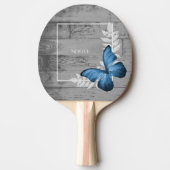Blue Butterfly Rustic Ping Pong Paddle Tafeltennisbatje (Voorkant)