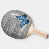 Blue Butterfly Rustic Ping Pong Paddle Tafeltennisbatje (Zijkant)
