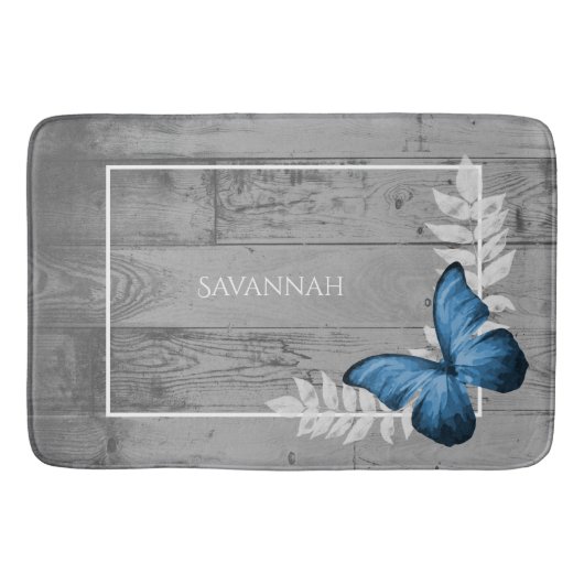 Blue Butterfly Rustic Specialized Bath Mat (Voorkant)