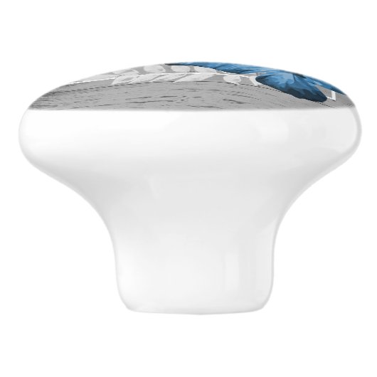 Blue Butterfly Rustic Specialized Ceramic Knob. Keramische Knop (Zijkant)