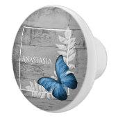 Blue Butterfly Rustic Specialized Ceramic Knob. Keramische Knop (Rechts)
