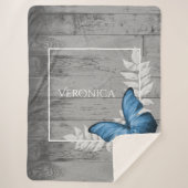 Blue Butterfly Rustic Specialized Sherpa Blanket Deken (Voorkant)