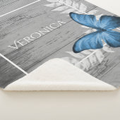 Blue Butterfly Rustic Specialized Sherpa Blanket Sherpa Deken (3/4)