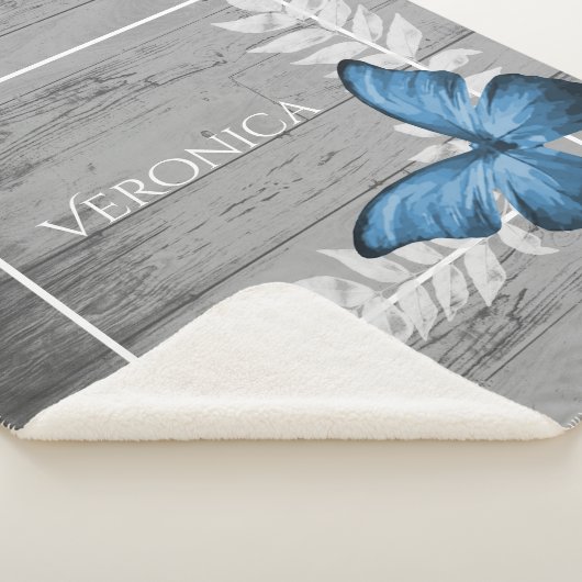 Blue Butterfly Rustic Specialized Sherpa Blanket Sherpa Deken (3/4)