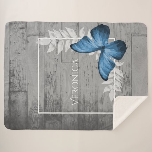 Blue Butterfly Rustic Specialized Sherpa Blanket Sherpa Deken (Voorkant (horizontaal))