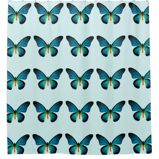 Blue Butterfly Shower Curtain Douchegordijn (Voorkant)