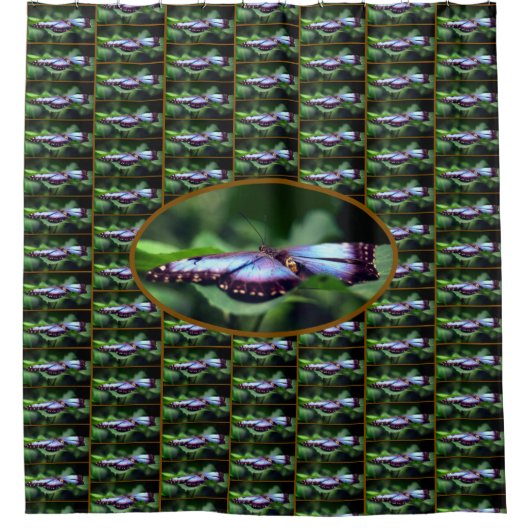 Blue Butterfly sluit Natuur Pattern op Douchegordijn (Voorkant)