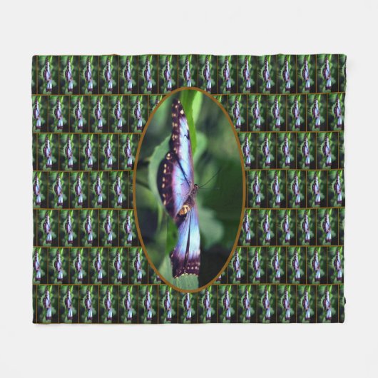Blue Butterfly sluit Natuur Pattern op Fleece Deken (Voorkant (Horizontaal))