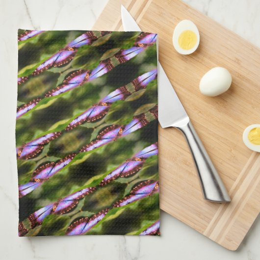 Blue Butterfly sluit Natuur Pattern op Theedoek (Quarter Fold)