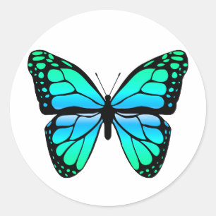 Blue Butterfly-sticker Ronde Sticker