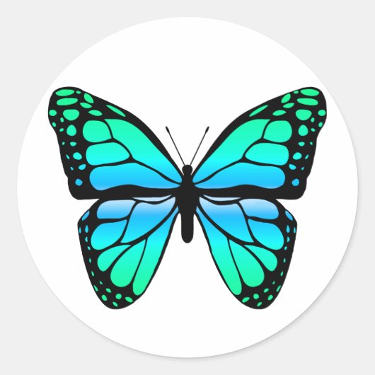 Blue Butterfly-sticker Ronde Sticker (Voorkant)
