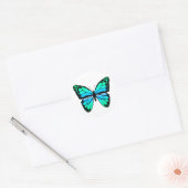 Blue Butterfly-sticker Ronde Sticker (Envelop)