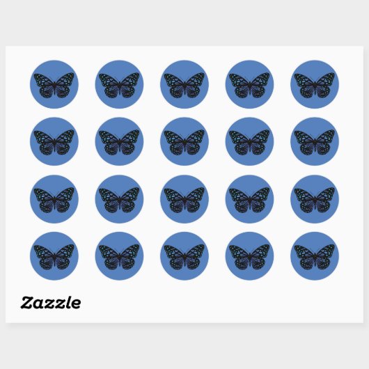Blue Butterfly-sticker Ronde Sticker (Vel)