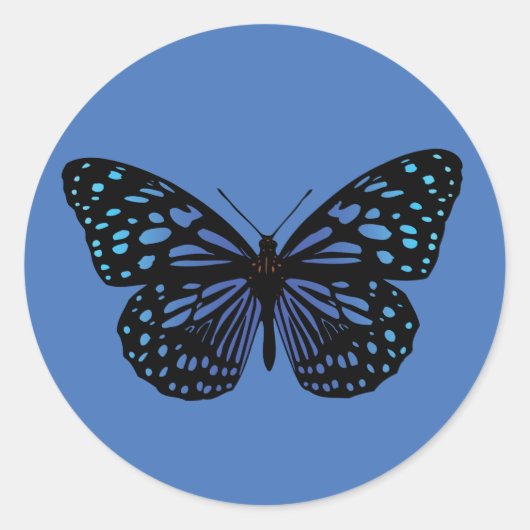 Blue Butterfly-sticker Ronde Sticker (Voorkant)