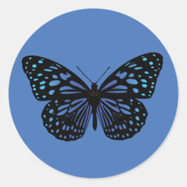 Blue Butterfly-sticker Ronde Sticker