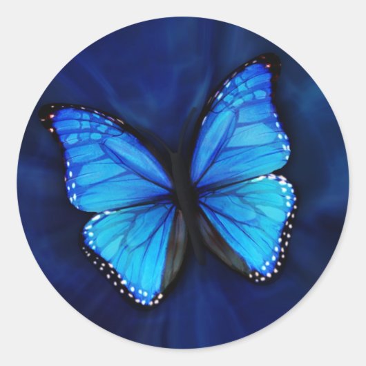Blue Butterfly-sticker Ronde Sticker (Voorkant)