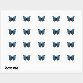 Blue Butterfly-sticker Ronde Sticker (Vel)