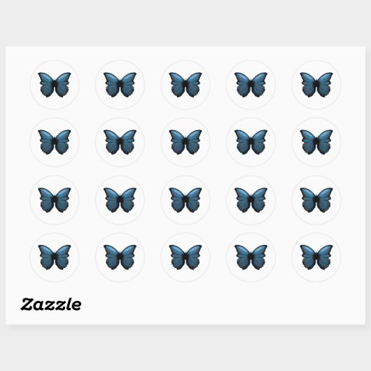 Blue Butterfly-sticker Ronde Sticker (Vel)