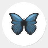 Blue Butterfly-sticker Ronde Sticker (Voorkant)