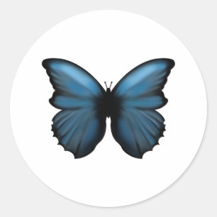 Blue Butterfly-sticker Ronde Sticker