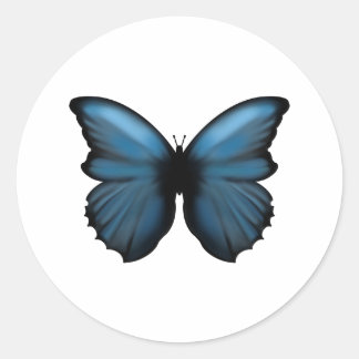 Blue Butterfly-sticker Ronde Sticker
