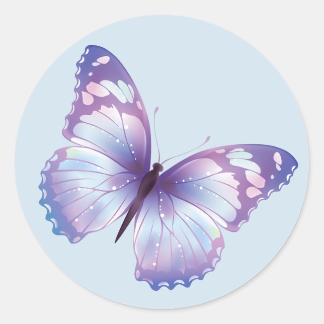 Blue Butterfly-sticker Ronde Sticker (Voorkant)