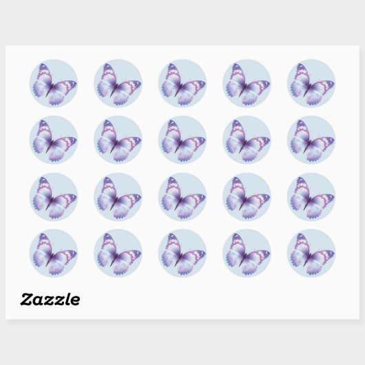 Blue Butterfly-sticker Ronde Sticker (Vel)