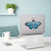 Blue Butterfly-sticker Sticker (Laptop op bureau)