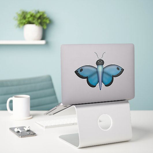 Blue Butterfly-sticker Sticker (Laptop op bureau)