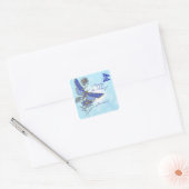 Blue Butterfly-stickers Vierkante Sticker (Envelop)