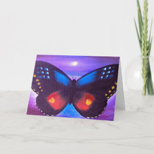 Blue Butterfly Sunset Schilderij - Multi Kaart