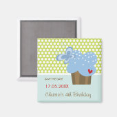 Blue Butterfly Sweet Cupcake Kind verjaardagsfeest Magneet (Voorkant / Achterkant)