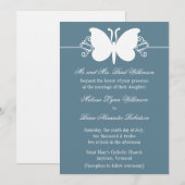 Blue Butterfly Swirls Wedding Invite Kaart (Voorkant / Achterkant)