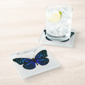 Blue Butterfly Thunder_Cove Glazen Onderzetter (Schuin)