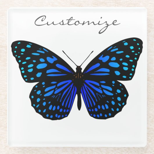 Blue Butterfly Thunder_Cove Glazen Onderzetter (Voorkant)