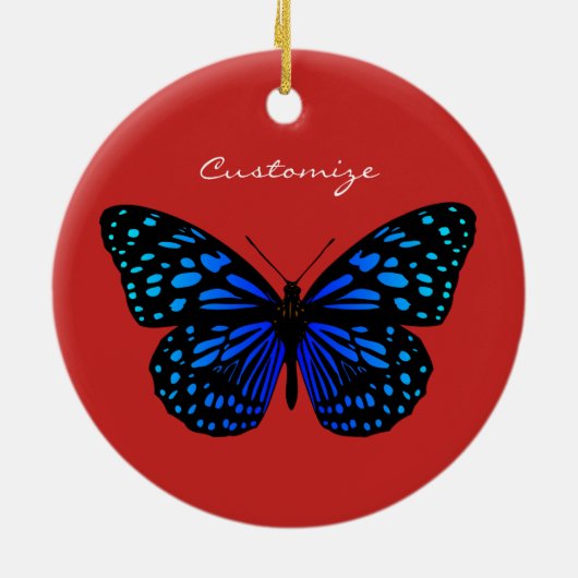 Blue Butterfly Thunder_Cove Keramisch Ornament (Achterkant)