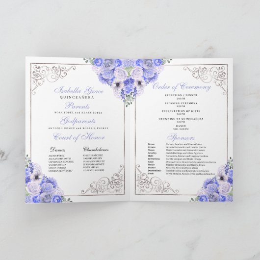 Blue Butterfly Tiara Quinceanera-programma (Binnen)