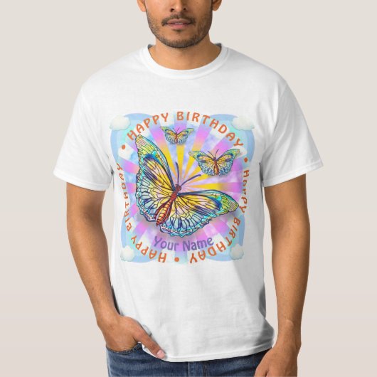 Blue Butterfly verjaardag aangepaste T-shirts (Voorkant)