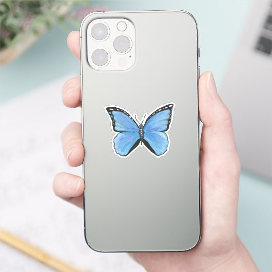 Blue Butterfly Vinyl Sticker (Telefoon)