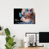 BLUE BUTTERFLY VROUW POSTER (Thuiskantoor)