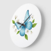 Blue Butterfly Wall Clock Grote Klok (Hoek)
