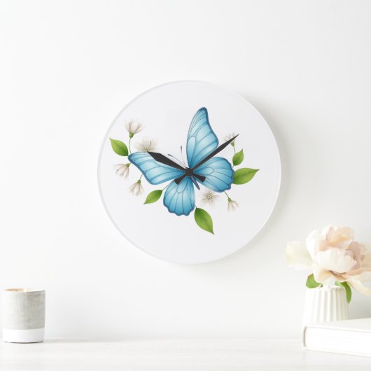 Blue Butterfly Wall Clock Grote Klok (Huis)