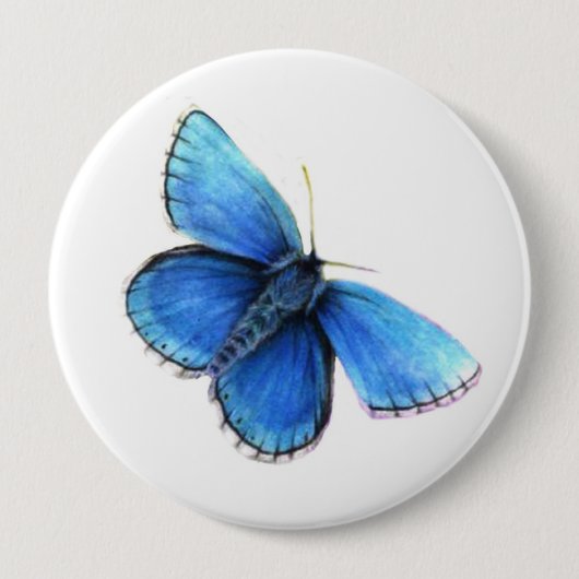 Blue butterfly watercolor art button (Voorkant)