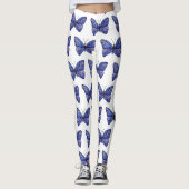 Blue Butterfly Waterverf Aangepaste Leggings (Voorkant)